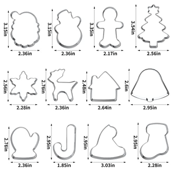 Senbowe 12 Pcs Christmas Cookie Cutters for Holiday Baking