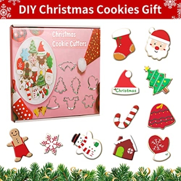 Senbowe 12 Pcs Christmas Cookie Cutters for Holiday Baking