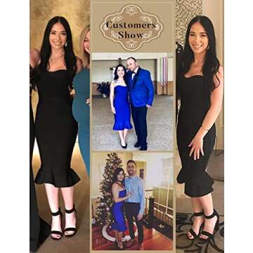 Elegant Women's Off Shoulder Mermaid Ruffled Hem Dress for Parties