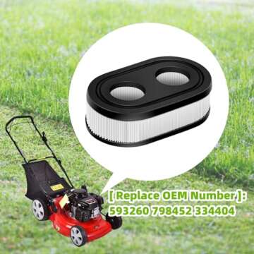(4-Pack) 593260 798452 334404 Lawn Mower Air Filter for 550ex 675exi 725exi Series fits Troy Bilt TB110 TB200 TB230 Lawnmower and More