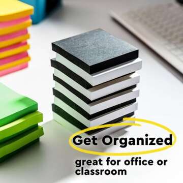 Post-it Super Sticky Notes, 3 in x 3 in, 5 Pads, 2X The Sticking Power, Black, Recyclable (654-5SSSC)