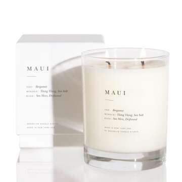 Brooklyn Candle Studio Maui Classic 2 Wick Candle - Luxury Scented Candle, Vegan Soy Wax, Hand Poure...