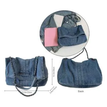XACKWUERO Women Denim Shoulder Handbag - Stylish & Practical