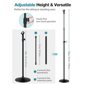 InnoGear Height Adjustable Detachable Microphone Stand