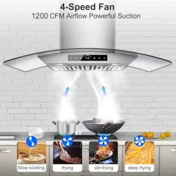 30 inch Range Hood with Gesture Control and LED Lights
