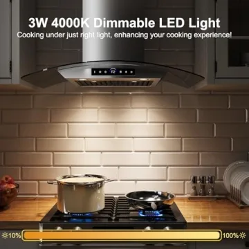 30 inch Range Hood with Gesture Control and LED Lights