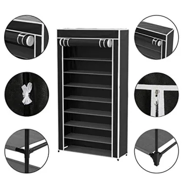Lavish Home 9-Tier Shoe Rack with Dust Cover & Durable Frame