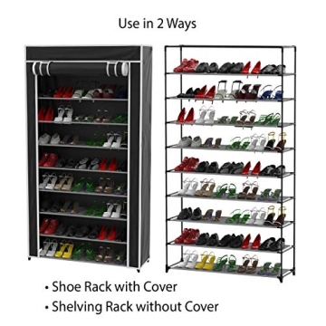 Lavish Home 9-Tier Shoe Rack with Dust Cover & Durable Frame