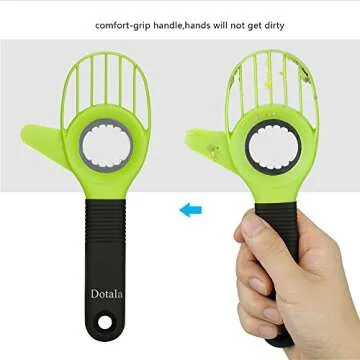 Dotala 3 in 1 Avocado Slicer Tool Works as a Splitter, Pitter and Cutter as knife peeler scoop with Comfort-Grip Handle (Green-Slicer)