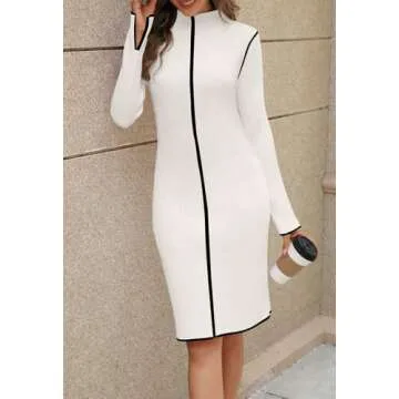Stylish MEROKEETY Ribbed Knit Short Dress for Women