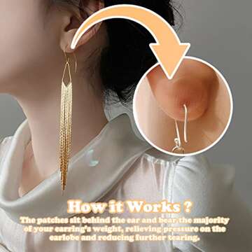 200pcs Ear Patches, Earring Protectors Ear Lobe Support Patches Heavy Earrings Stabilizers Large Earrings Support Patches Stickers