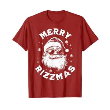 Merry Rizzmas Kids Teens School Funny Christmas Santa Claus T-Shirt