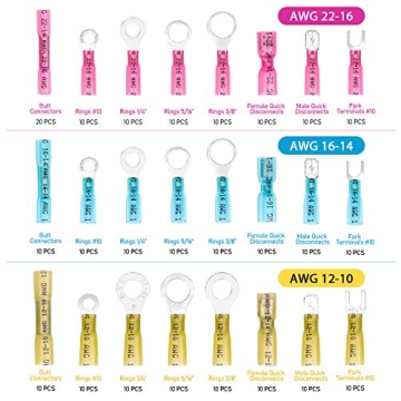 TICONN 250Pcs Heat Shrink Wire Connectors