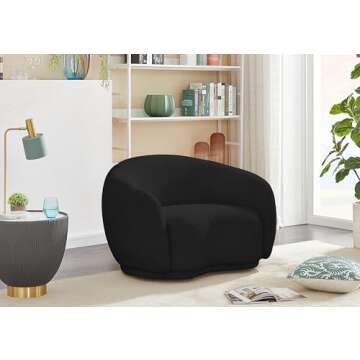 Meridian Furniture 693Black-C Hyde Collection Modern | Contemporary Boucle Fabric Upholstered Accent...