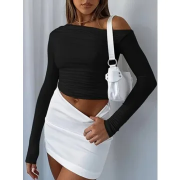 Chic Off Shoulder Y2K Crop Top - Must-Have Style 2024