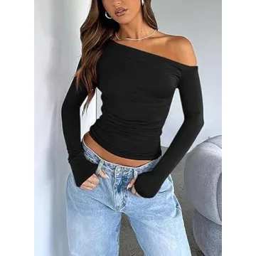 Chic Off Shoulder Y2K Crop Top - Must-Have Style 2024