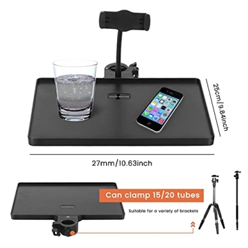 Multi-purpose Phone Holder Microphone Stand Tray with Clamp