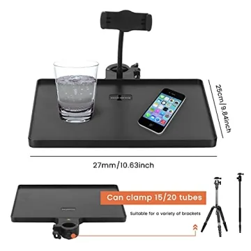 Multi-purpose Phone Holder Microphone Stand Tray with Clamp