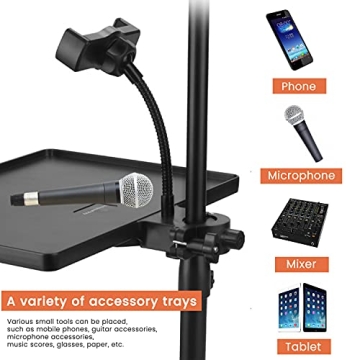 Multi-purpose Phone Holder Microphone Stand Tray with Clamp