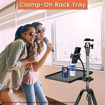 Multi-purpose Phone Holder Microphone Stand Tray with Clamp