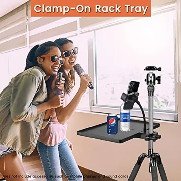Multi-purpose Phone Holder Microphone Stand Tray with Clamp
