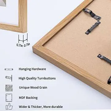 Axeman 16x20 Picture Frame with Mat for 11x14, Solid Oak Wood Poster Frame with Tempered Glass for Home Decor, Wooden 16x20inch Photo Frame for Art Photo and Prints, Wall Hook Included, Natural