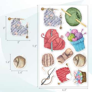 50 Waterproof Vinyl Knitting Stickers Pack for All Ages
