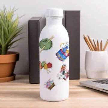 50 Waterproof Vinyl Knitting Stickers Pack for All Ages