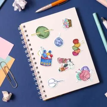 50 Waterproof Vinyl Knitting Stickers Pack for All Ages
