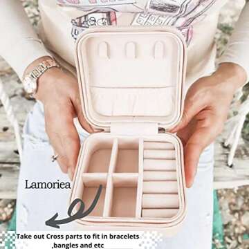 Misstrend Personalized Jewelry Box with Name Initial and Flower Custom Portable Jewelry Box Travel Organizer Box Customized Birthday/Wedding/Bridesmaid Gifts for Women Girl