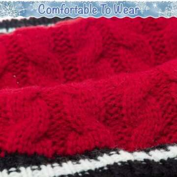 BINGPET Dog Sweater Dress for Small Dogs,Plaid Winter Dog Clothes Warm Pullover with Leash Hole,V-Neck Knitwear Pet Sweater Cat Knitted Dress One-Piece Dress for Small Medium Dog & Cat(Red,Small)