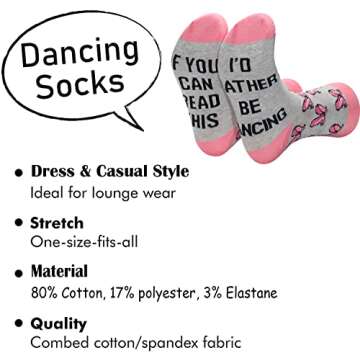 TSOTMO Dance Socks Dancer Socks Dancing Gift For Dance Lovers Dance Teacher Students Gift Ballet Gif...