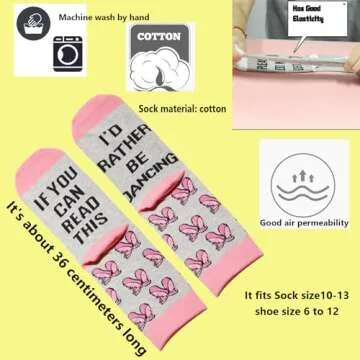 TSOTMO Dance Socks Dancer Socks Dancing Gift For Dance Lovers Dance Teacher Students Gift Ballet Gift Dance Recitals Gift (Dancing Socks)