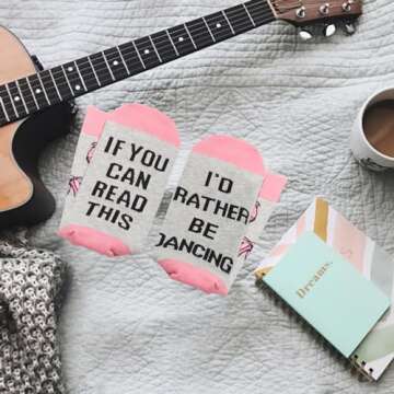 TSOTMO Dance Socks Dancer Socks Dancing Gift For Dance Lovers Dance Teacher Students Gift Ballet Gift Dance Recitals Gift (Dancing Socks)