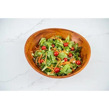 Large Cherry Finished Wavy Rim Serving Bowl 13"