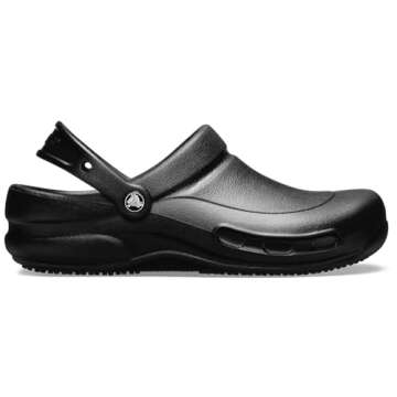 Crocs Unisex Adult Men's and Women's Bistro Clog | Slip Resistant Work Shoes, Black, 10 Women 8 Men US