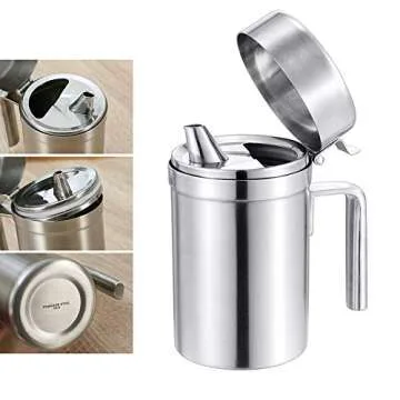 LVOERTUIG Olive Oil Dispensers Bottle, 550ML Oil Can Stainless Steel Oil Dispenser Pot Leak Proof Oil Salad Dressing Storage Oil Bottles Oil Container with Lid for Kitchen Cooking BBQ