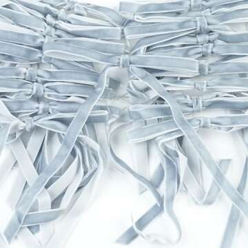 LIZLOVESS Dusty Blue Velvet Ribbon Christmas Bow 5 x 7 Inches Premade Blue Bows for Christmas Tree Hanging Decorations Gift Wrapping Wreaths Crafts Outdoor Indoor Home Decor Wedding, Pack of 24