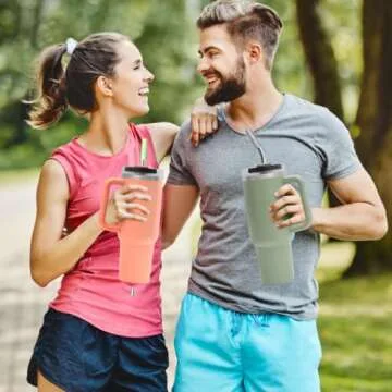 MLKSI Stainless Steel Straw Replacement for Stanley Cup Accessories, 6 Pack Reusable Straws with Silicone Tips and Cleaning Brush for Stanley Quencher 40oz & Simple Modern Tumbler with Handle