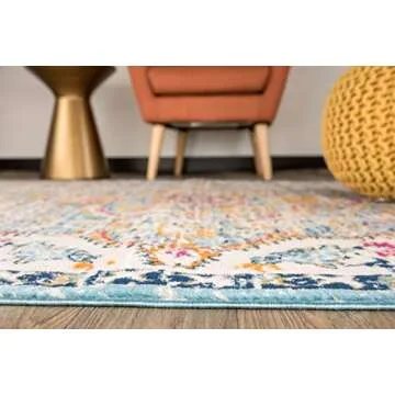 Rugshop Vintage Distressed Bohemian Area Rug 5' x 7' Blue