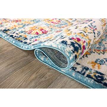 Rugshop Vintage Distressed Bohemian Area Rug 5' x 7' Blue