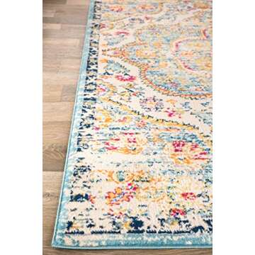 Rugshop Vintage Distressed Bohemian Area Rug 5' x 7' Blue