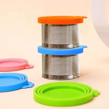 Lydia's Deal 2 Pack Pet Food Can Covers, Universal Silicone Can Lids for Dog & Cat Food, Fits Most Standard Size Food Cans, BPA Free & Dishwasher Safe (Blue + Orange)
