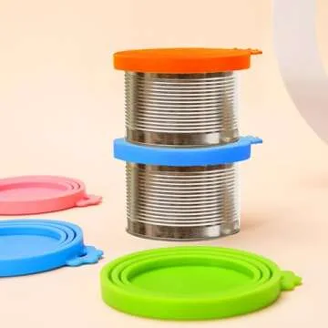Lydia's Deal 2 Pack Pet Food Can Covers, Universal Silicone Can Lids for Dog & Cat Food, Fits Most Standard Size Food Cans, BPA Free & Dishwasher Safe (Blue + Orange)