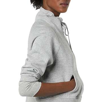 Core 10 Women's Super Soft Fleece Cropped Length Cowl Neck Sweatshirt, Grey Heather, Small