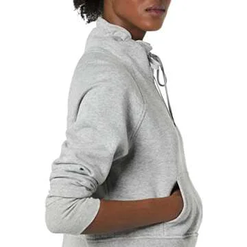 Core 10 Women's Super Soft Fleece Cropped Length Cowl Neck Sweatshirt, Grey Heather, Small
