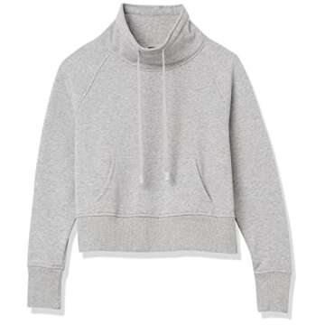 Core 10 Women's Super Soft Fleece Cropped Length Cowl Neck Sweatshirt, Grey Heather, Small