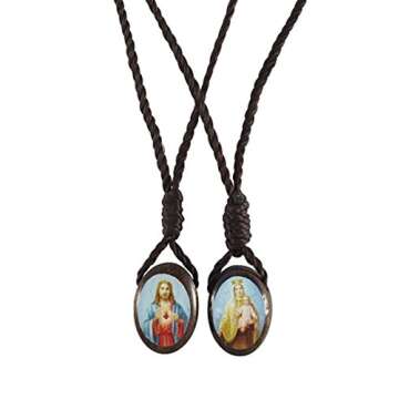 Catholic Scapular Holy Wood - Sacred Heart & Our Lady Carmel