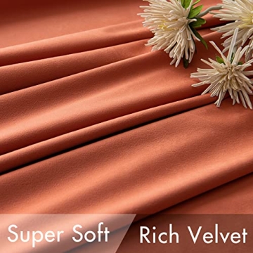 MIULEE Luxury Velvet Curtains - Elegant Burnt Orange Drapes