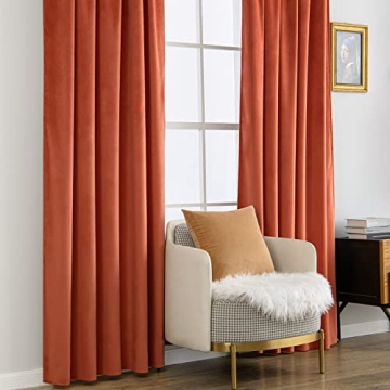 MIULEE Luxury Velvet Curtains - Elegant Burnt Orange Drapes
